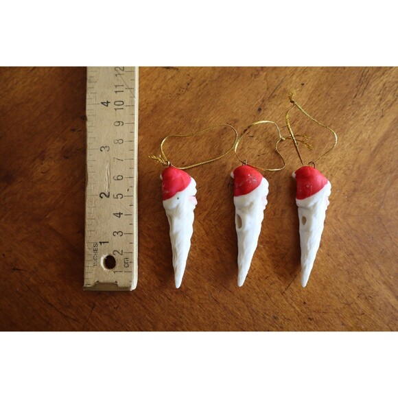 Lot 3x Vintage Santa Claus Father Christmas Icicle Beard Ceramic ~2.4” Ornament - Picture 5 of 9